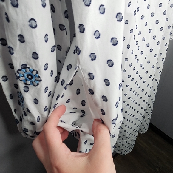 Boden Flossie Swiss Dot Embroidered Floral Midi Dress White and Blue Size 18R - Picture 8 of 15